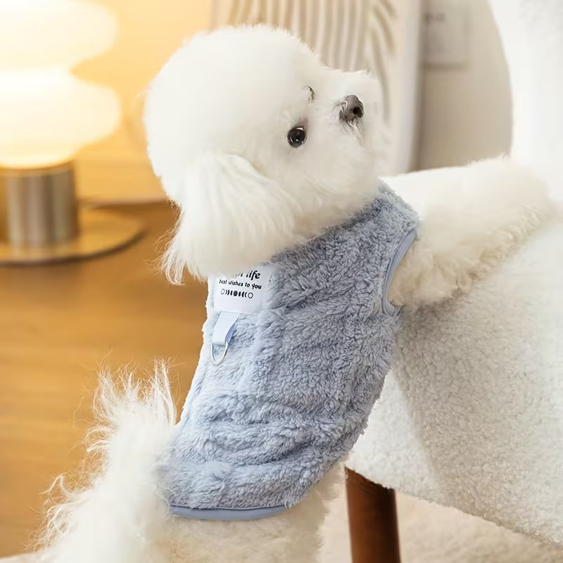 Autumn And Winter Dog Clothes Can Be Pulled Easy Solid Color Two Legs Fleece Wear Warmer Than Bear Cats Vests Pet Apparel
