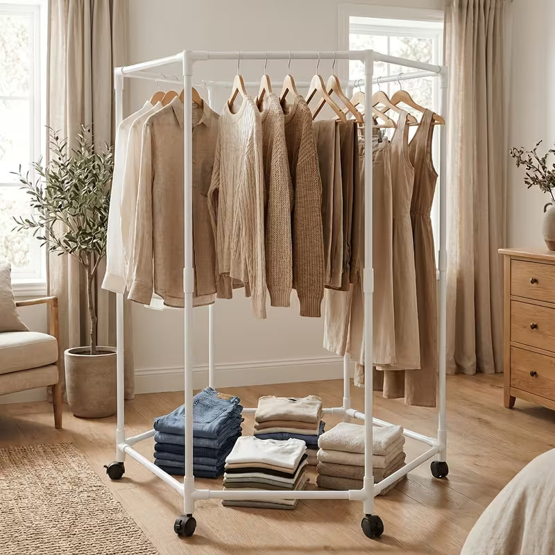 1 Large 360° Rotating Clothes Rack, Space-saving, Detachable And Movable, Suitable for Bedrooms, Balconies, Dormitories, High-capacity Clothes Rack, Metal Frame, Clothes Rack, Christmas Gift, Clothes Rack