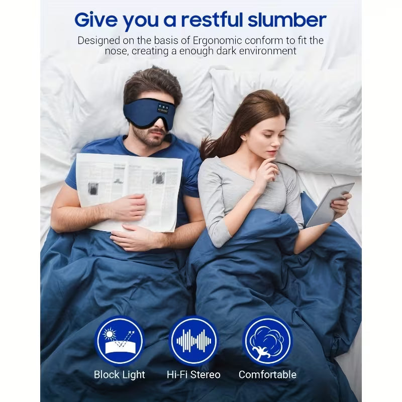LC Solid Wireless Sleep Headphones Eye Mask Side Sleeping Friendly Ultra-Thin Design 3D Stereo White Noise for Sleep Aid Meditation, Nap Travel Essential Perfect Gift for Christmas, Valentine'S Day (Boyfriend/Girlfriend, Parents, Friends Family)