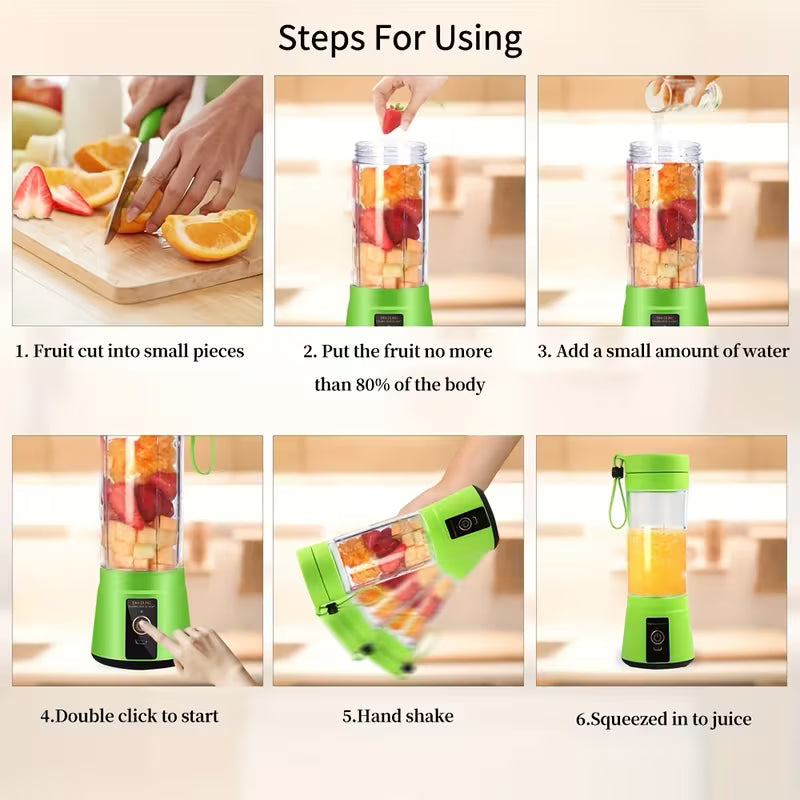 12.85 Oz Rechargeable Portable Blender Cup, Electric USB Juicer Blender, Mini Blender Portable Blender for Shakes And Smoothies, Juice, 380Ml, Six Blades Great for Mixing, Easy Clean, Ideal for Travel, Office, Picnic - Fresh Juices Anywhere