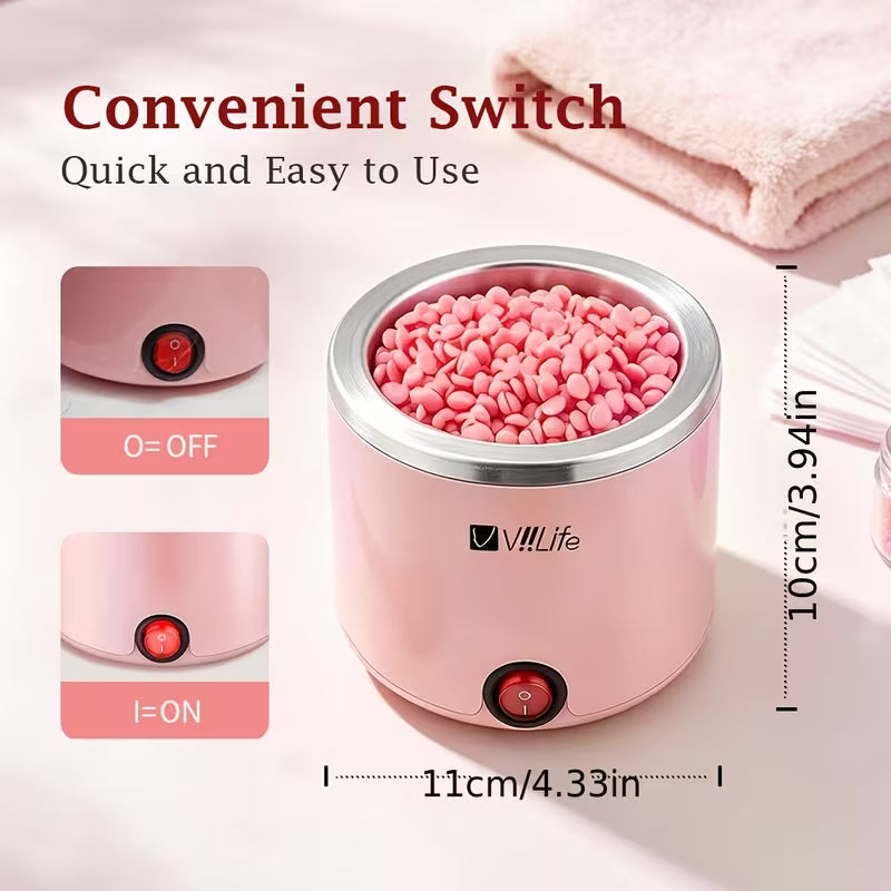 Wax Kit Hard Wax for Hair Removal 6 Packs Wax Beads Waxing Kit for Women Hot Wax Warmer Pot for Face, Eyebrow, Body, Bikini with 20pcs Wood Sticks And 10pcs Nose Wax Sticks