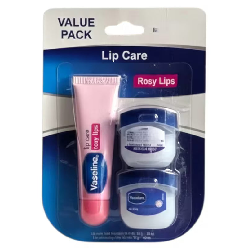 Vaseline Jelly (5.5g) & Total Moisture (10g) & RosyLips Travel Size Set Original