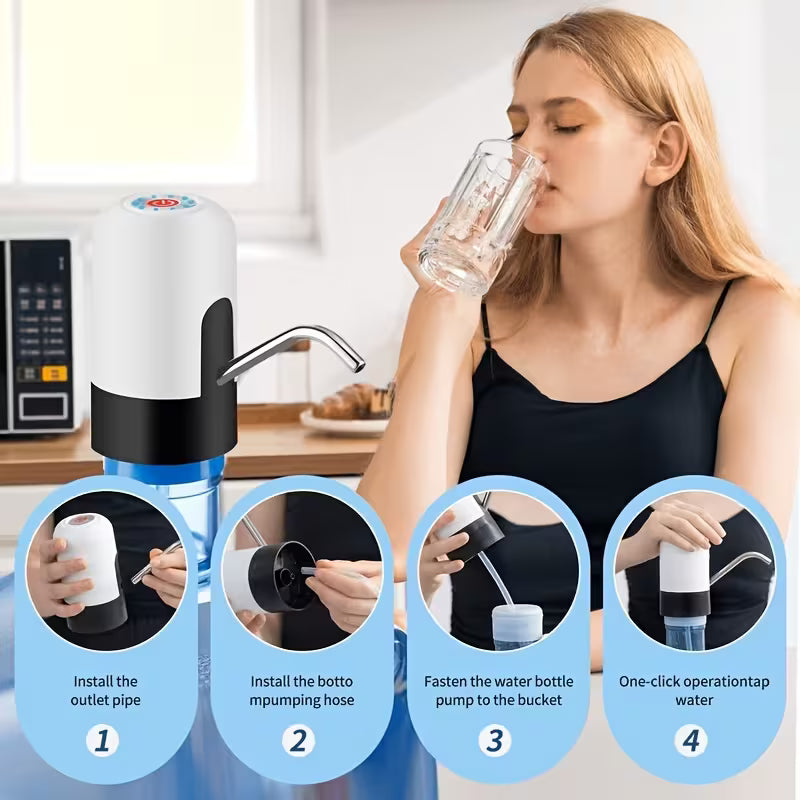Electric Water Bottle Pump, Rechargeable Automatic Water Dispenser, One-Touch Dispensing Portable Jug Pump for 5-Gallon/4.99gal, Home & Office
