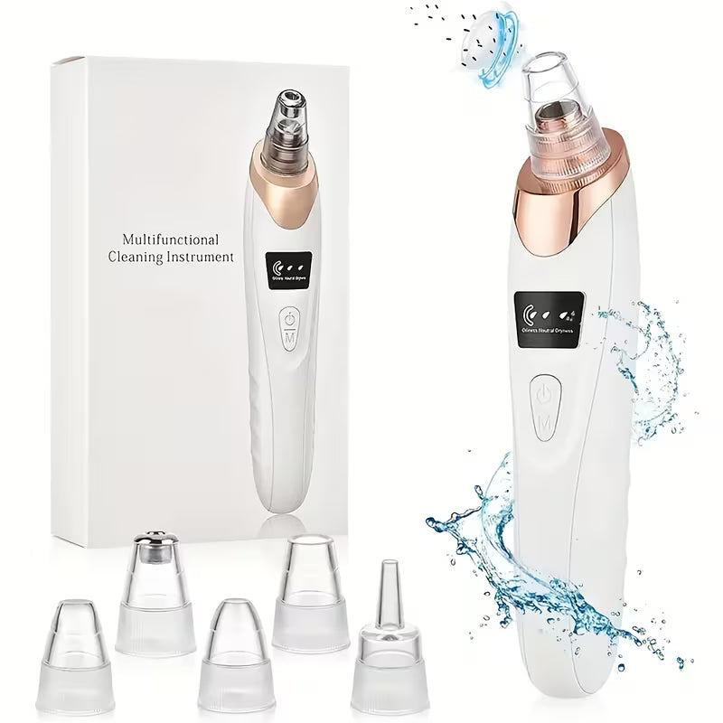 Facial Cleansing Device - 5-Prong USB Rechargeable Electric Tool With Interchangeable Heads, Battery Fast Charging, Portable Skincare Gadget, Sleek Handle Design, Versatile Skincare Tool