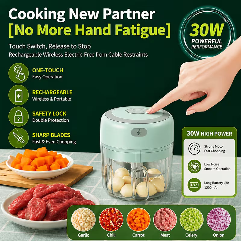 1pc Mini Electric Food Masher Portable Kitchen Gadget for Dicing Tomatoes Chopping Onions Herbs Ginger Resin ABS Blender