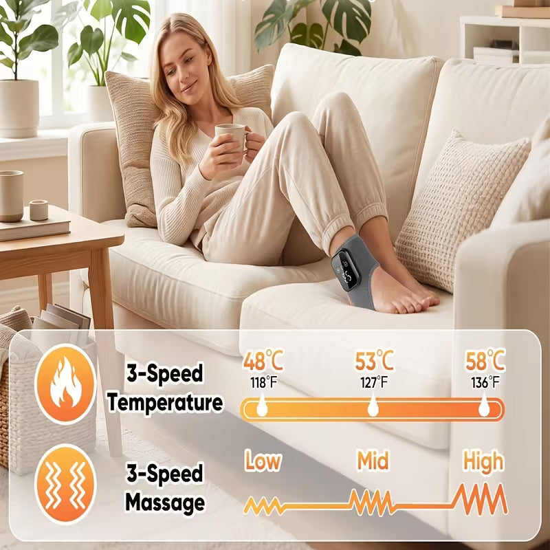 Portable Electric Foot Massager with 3 Heat Settings, 3 Vibration Modes, Timer Function, And Touch Controls; Adjustable Size; Suitable for Both Left And Right Feet; Specifically Designed for Foot And Ankle Massage