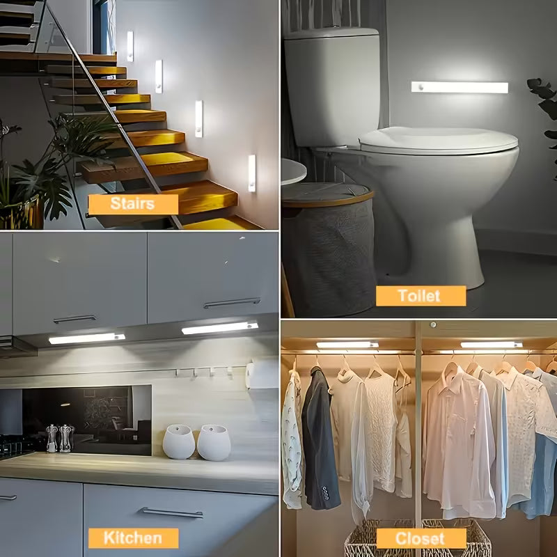 6/3pcs LED Motion Sensor-Dimmable Cabinet Lights, USB Rechargeable, 3 Adjustable Modes, Wireless Night Light for Bedroom, Staircase, Kitchen, Intelligent Offices Piano Room & Dance Studio, Bedside Reading Lights, Lights for Cabinets, Kitchen Lighting