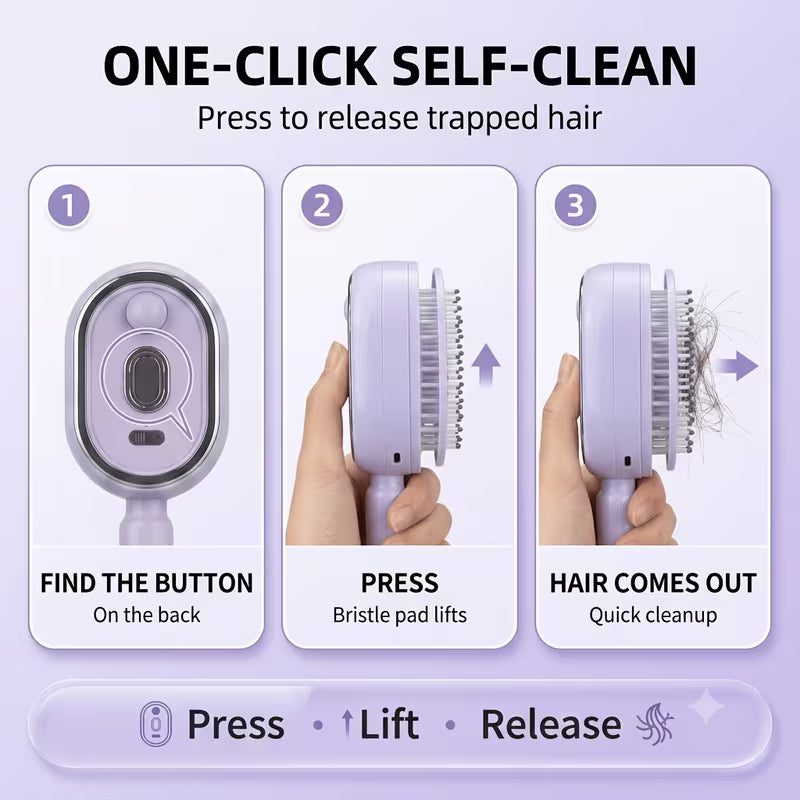 [TAZTIR]Massage Comb, Electric Soft-Cushioned Round-Tooth Scalp Massage Comb, Self-Cleaning Massage Comb, One-Button Retractable Comb Teeth, USB-Rechargeable Moisturizing and Smoothing Styling Comb.