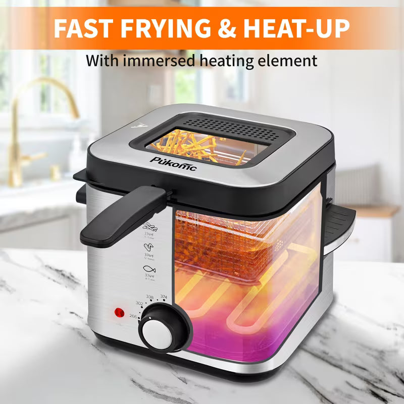 SUSTEAS 1500W Non-Stick Frying Pan | Adjustable Temperature, with Detachable Basket, Equipped with Various Sizes (50.72oz/84.54oz/101.44oz/1.32gal/1.59gal) Of Non-stick Inner Lining, Easy to Clean - An Ideal Choice for Cooking Enthusiasts