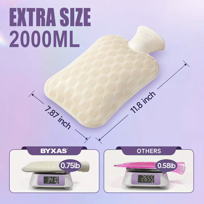 BYXAS 67.63oz Large Hot/Cold Water Bag with Ergonomic Handle & Spill-Proof Lid - 67.63oz Capacity, 3-Color (Purple, ) - for Muscle, Back, Neck, Shoulderv