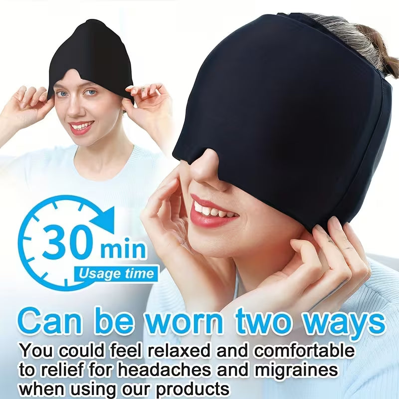 Gel Headache Ice Cap - Stretchable Hot & Cold Migraine Relief, Fragrance-Free, No Power Needed, Instant Pain & Stress Relief