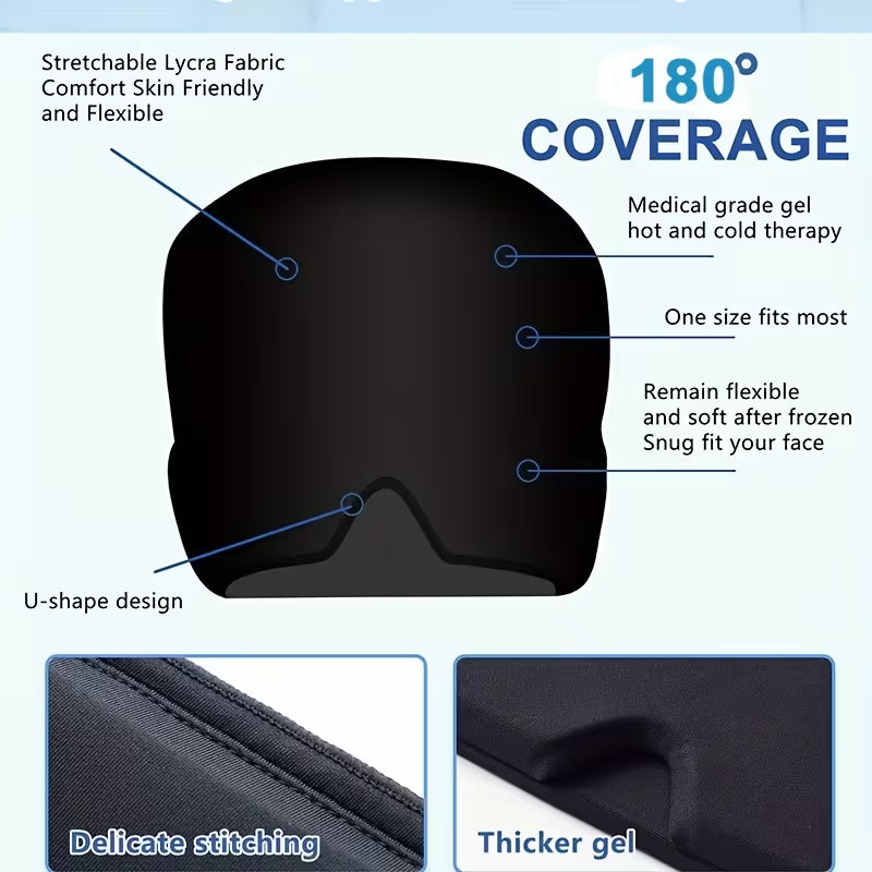 Gel Headache Ice Cap - Stretchable Hot & Cold Migraine Relief, Fragrance-Free, No Power Needed, Instant Pain & Stress Relief