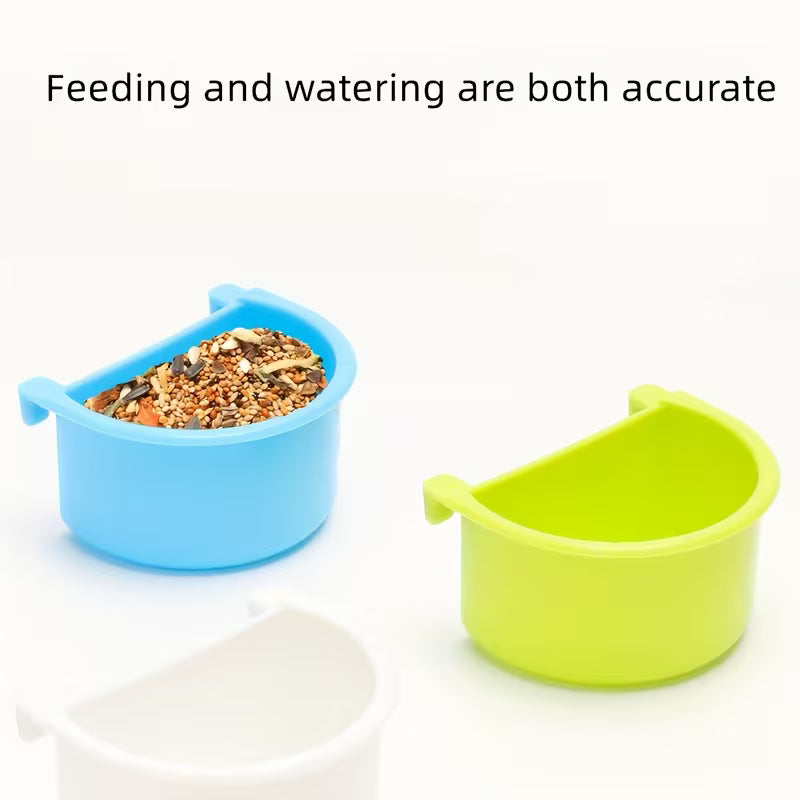 Bird Feeder Parrot Food and Water Dispenser Plastic Bird Feeding Box Hanging Bowl Cage Feeder with Random Color Options