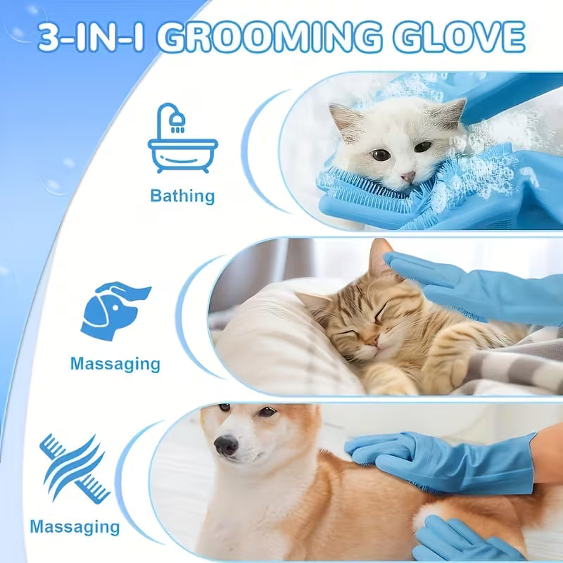 Dog And Cat Grooming Kit: Towels And Washing Gloves | Shiny Fur Pet Care Products, Cleaning Gloves, Gentle Hair Removal Tools Suitable For Puppies And Kittens