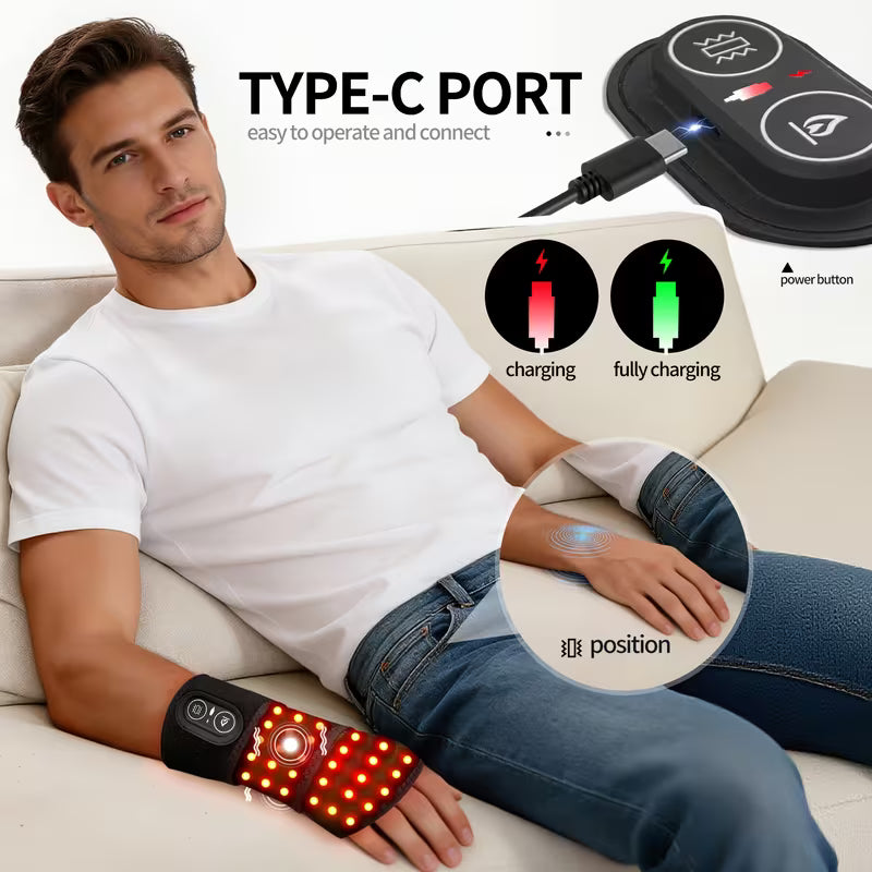 Red Light Heating Vibration Wrist Guard, Three-Level Temperature Control Massage Wrist Support, Wrist Discomfort, Adjustable Wrist Strap for Daily Care