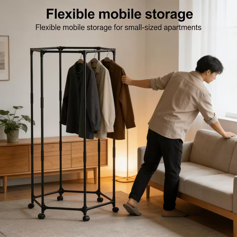 1 Large 360° Rotating Clothes Rack, Space-saving, Detachable And Movable, Suitable for Bedrooms, Balconies, Dormitories, High-capacity Clothes Rack, Metal Frame, Clothes Rack, Christmas Gift, Clothes Rack