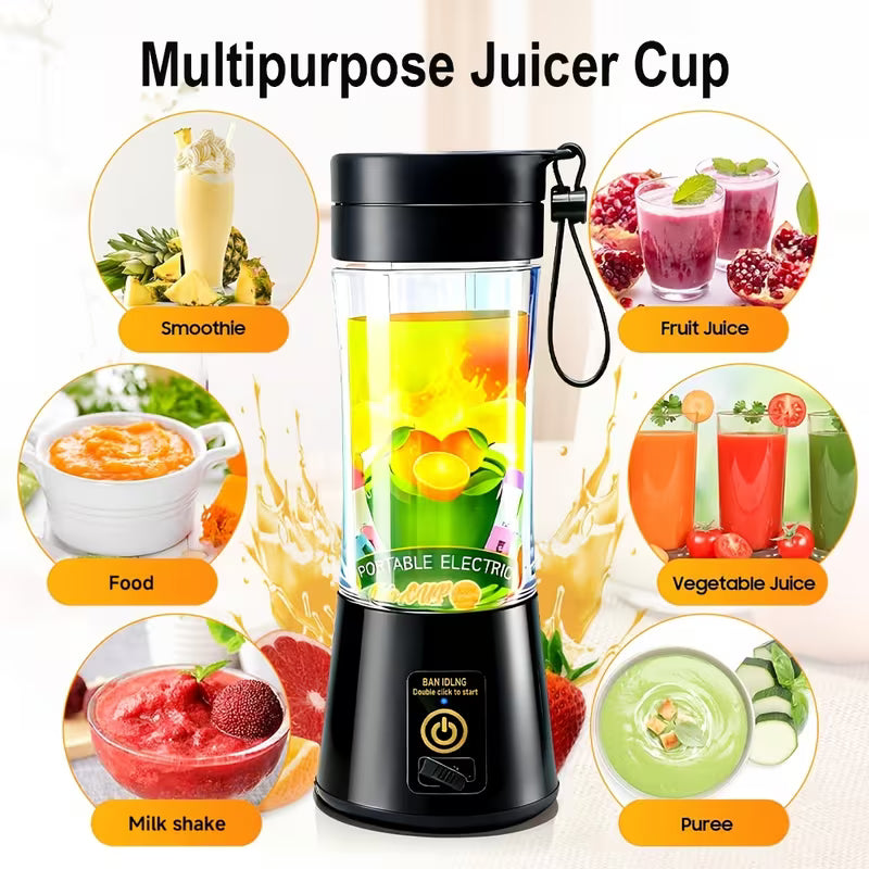 12.85 Oz Rechargeable Portable Blender Cup, Electric USB Juicer Blender, Mini Blender Portable Blender for Shakes And Smoothies, Juice, 380Ml, Six Blades Great for Mixing, Easy Clean, Ideal for Travel, Office, Picnic - Fresh Juices Anywhere