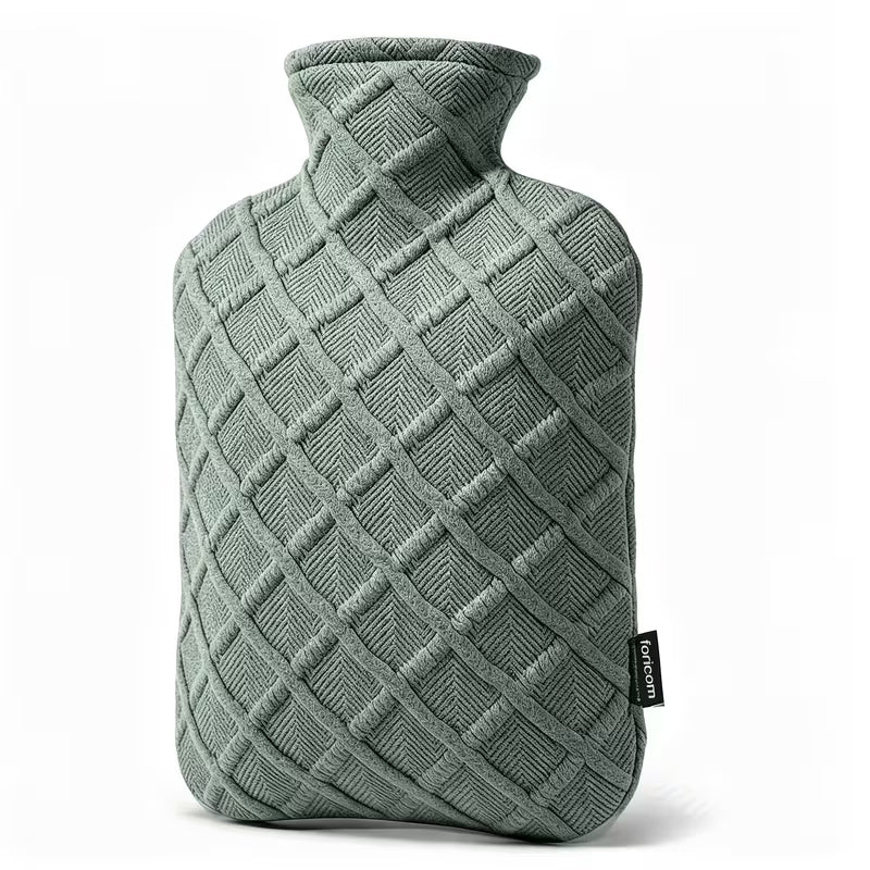 2 Liters Hot Water Bag with Knitted Cover, Classic Hot Water Bag for Cozy Winter Nights, Wide Mouth Leak-Proof Bed Warmer And Hand/Foot Warmer, Reusable