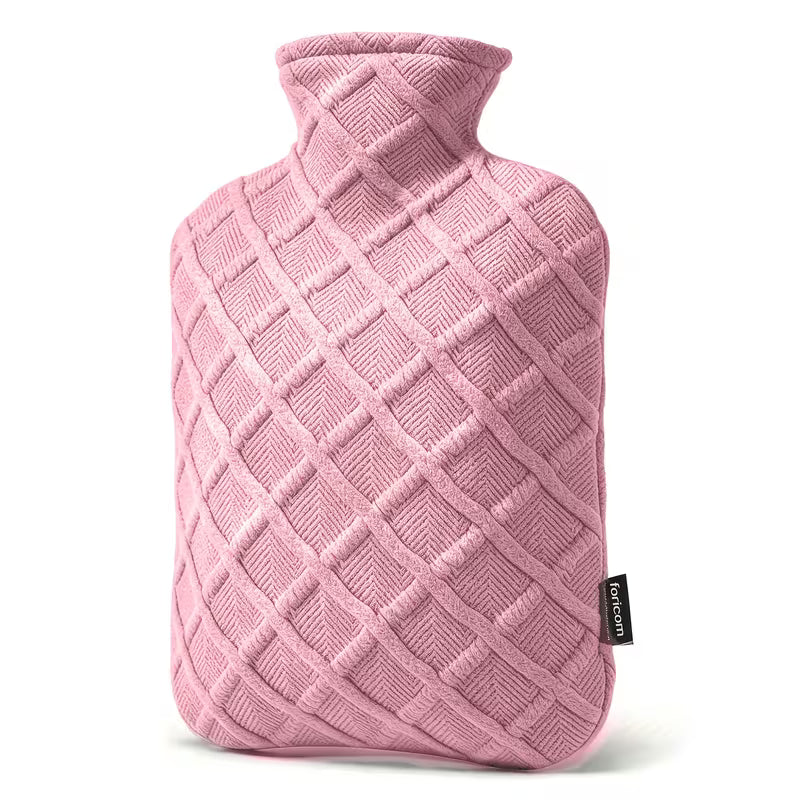 2 Liters Hot Water Bag with Knitted Cover, Classic Hot Water Bag for Cozy Winter Nights, Wide Mouth Leak-Proof Bed Warmer And Hand/Foot Warmer, Reusable