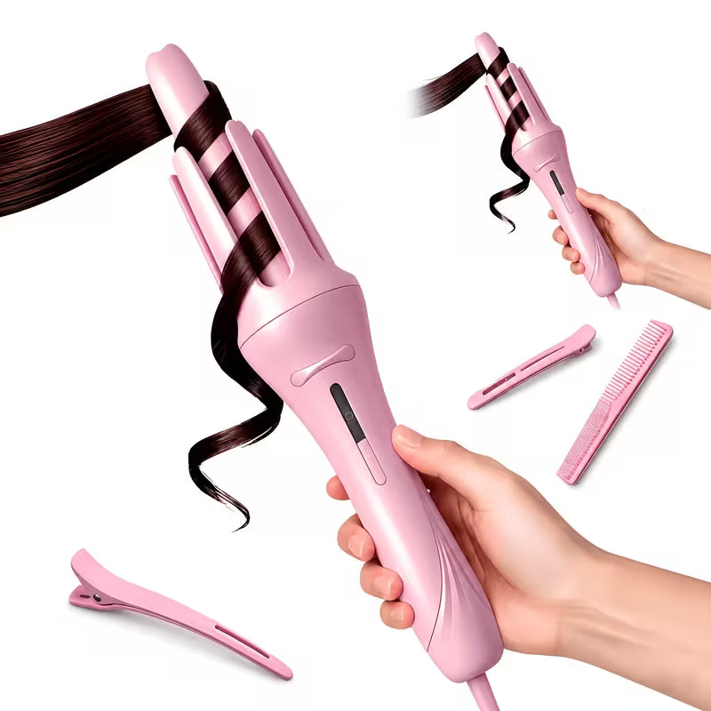Automatic Curling Iron With 4 Temperature Settings, Birthday Gift For Women, Rotating Curling Iron Care Gift, Suitable For Mom, Purple And Pink, Christmas Gift, Comes With A Hair Clip Comb (color Random), Easy For Beginners, LEFINEE