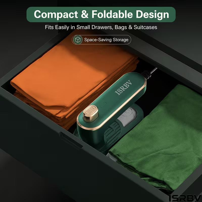 ISRBV 1 Portable Mini Travel Iron-mini Ironing Machine Travel Small Portable Steam Iron Is Suitable For College Dormitory/travel/household Necessities Steam Iron, With Measuring Cup And Portable Storage Bag-white/green.