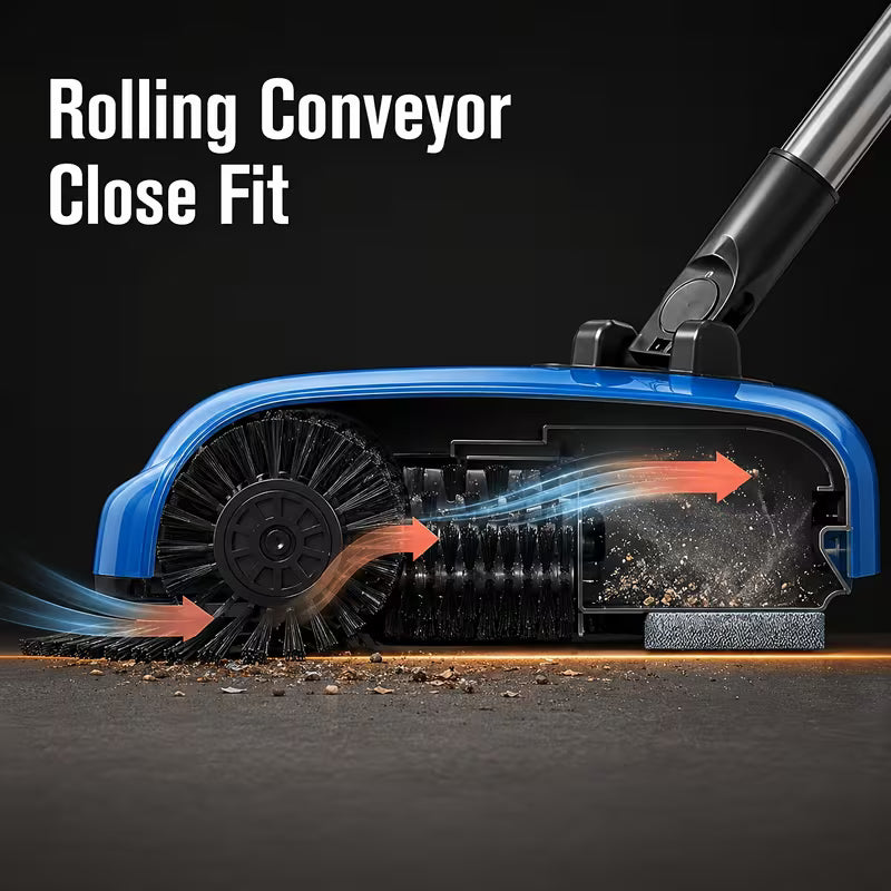 3-in-1 Hand Push Broom, Multifunctional Cleaning Tool Sweep Mop, Long Handle Push Broom with Auto Spiral Deep Clean System, Easy Cleaning Close Fit to The Floor, Ideal for Hardwood, Ceramic, Tiles, Kitchen, Home, Office, Cleaning Supplies