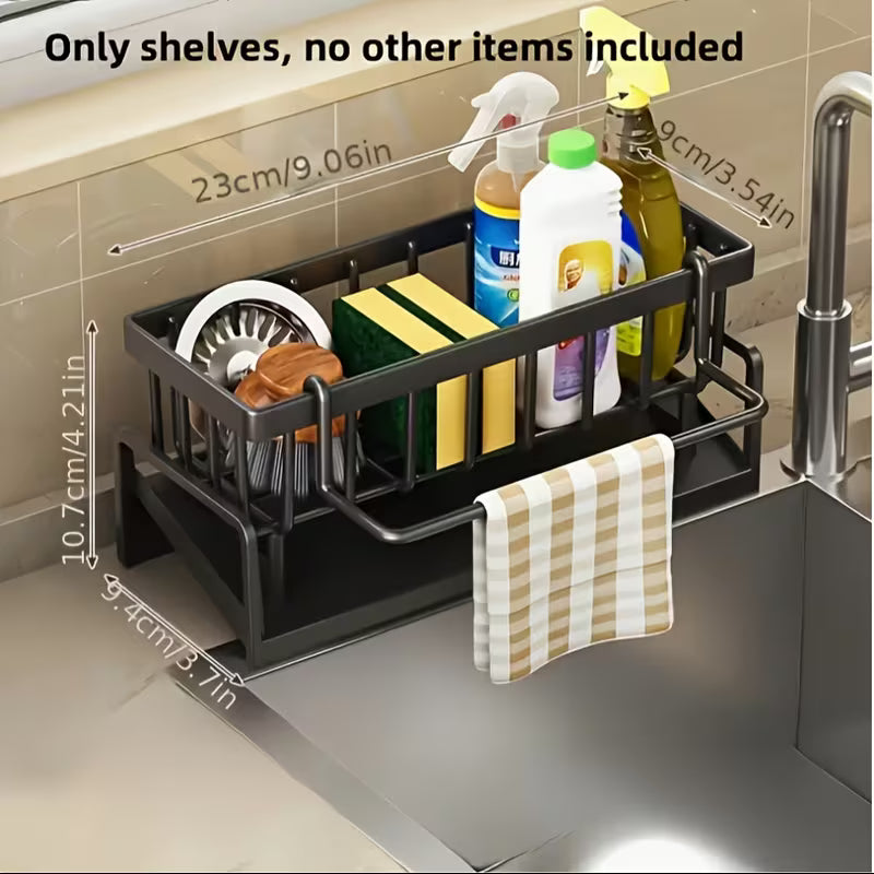 High Quality Kitchen Sink Tray, Integrated Sponge Rack, Multi-purpose Kitchen Countertop Storage Rack, Suitable for Rag, Dish Soap, Brush, Space Saving Bathroom Organizer, Kitchen Storage Rack, Kitchen Accessories