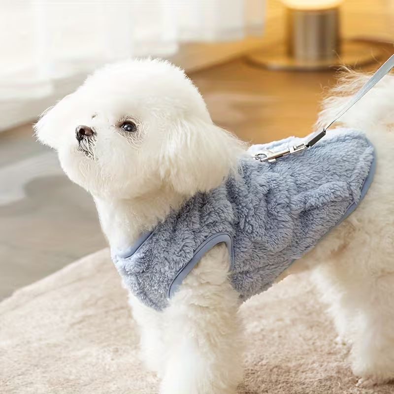 Autumn And Winter Dog Clothes Can Be Pulled Easy Solid Color Two Legs Fleece Wear Warmer Than Bear Cats Vests Pet Apparel