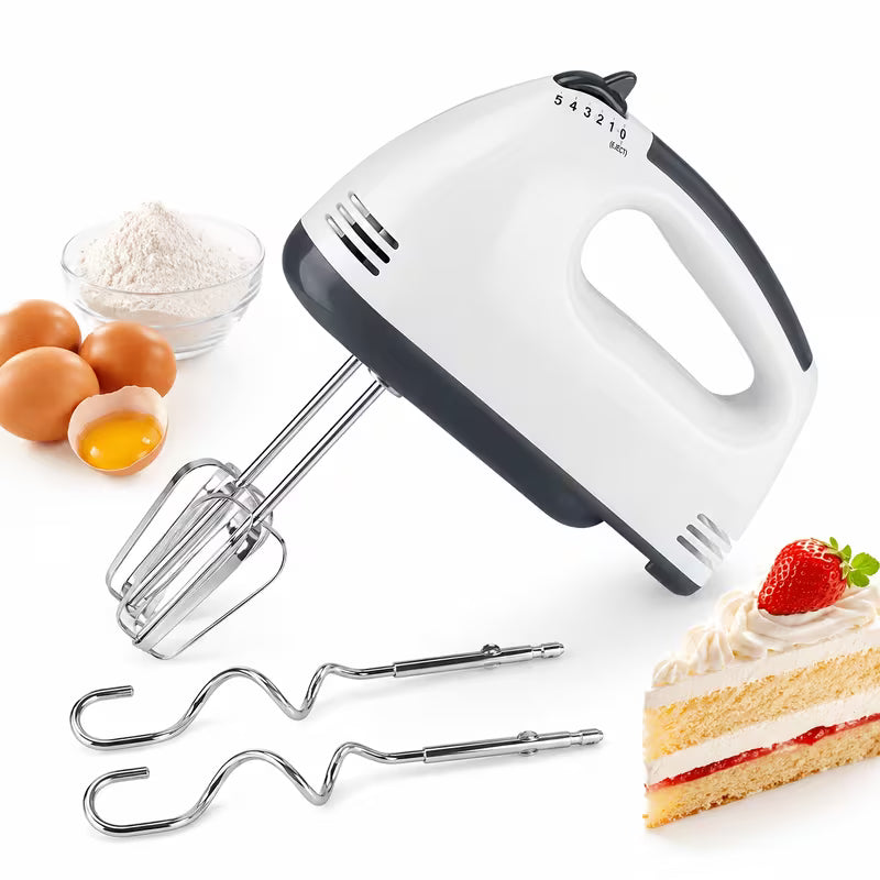 Handheld Electric Mixer 5-Speed, Whisk And Dough Hooks Included, Lightweight Kitchen Mixer for Whipping Cream, Beating Eggs, Mixing Batter, Kneading Dough