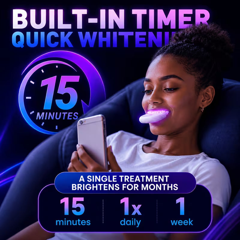 Nicwell Teeth Kit, LED Light Device with 2 Gel Pens & 2 Trays, Helps Remove Yellow Stains and Brighten Your Smile, Wireless Teeth Whitener for Sensitive Teeth, Teeth Products for Home, Travel & Holiday Gift