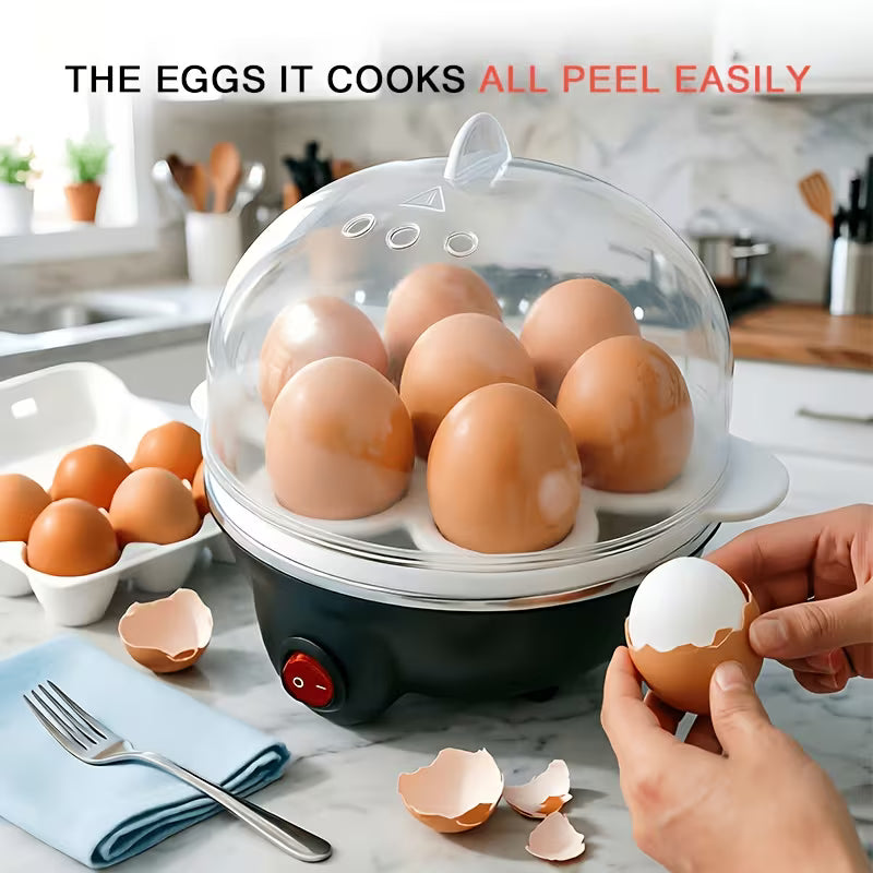 1-Layer/2-Layer Electric Egg Cooker, Rapid Egg Boiler with Auto Shut-Off, Multi-Functional Egg Poacher for Soft Medium Hard Boiled Eggs, Mini Food Steamer for Corn, Potatoes, Vegetables, Easy to Operate