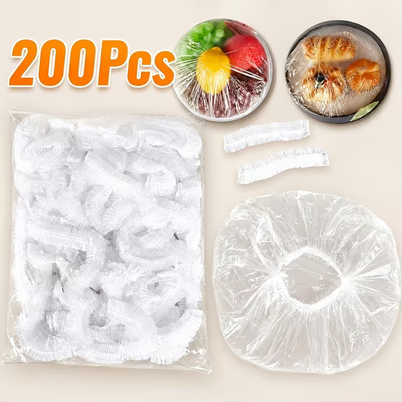 200pcs Pack Reusable Elastic Food Covers Suitable for Large Bowls & Plates, Stretchable Tear-Resistant Lid with Fit for Bowls, Plates, Containers - Durable Food-Grade Material for Kitchen, Lunch Box,, Picnic, Spill & Dust Proof