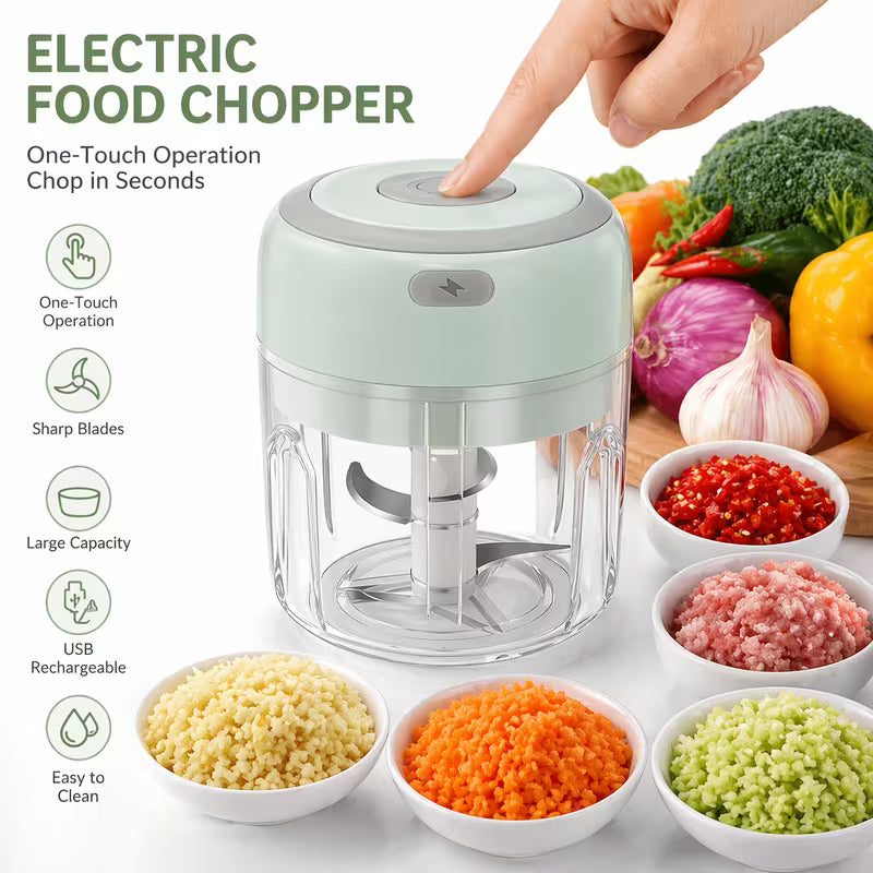 1pc Mini Electric Food Masher Portable Kitchen Gadget for Dicing Tomatoes Chopping Onions Herbs Ginger Resin ABS Blender