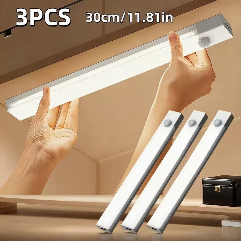 6/3pcs LED Motion Sensor-Dimmable Cabinet Lights, USB Rechargeable, 3 Adjustable Modes, Wireless Night Light for Bedroom, Staircase, Kitchen, Intelligent Offices Piano Room & Dance Studio, Bedside Reading Lights, Lights for Cabinets, Kitchen Lighting
