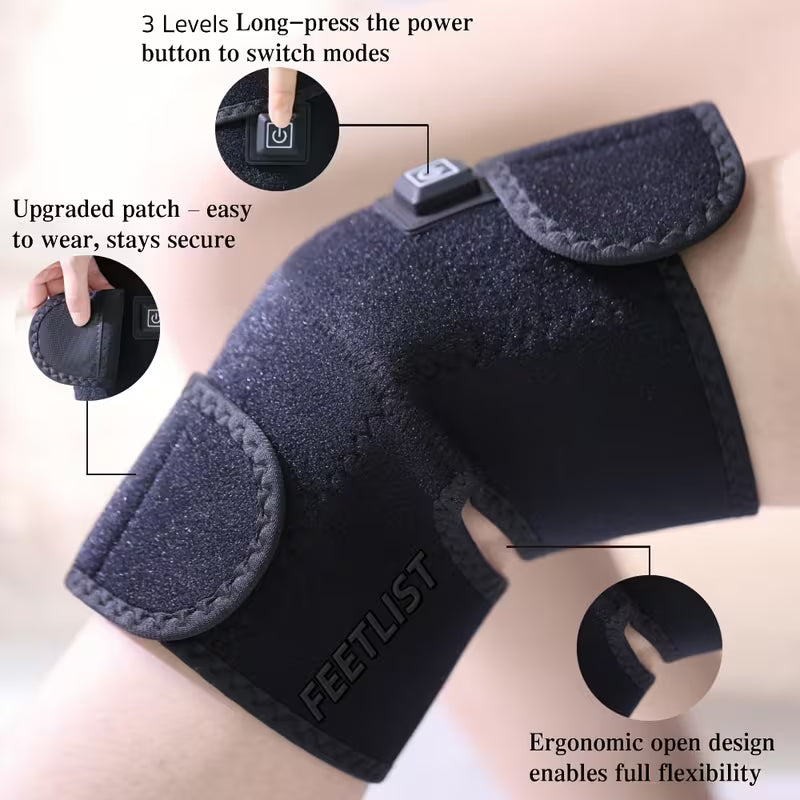 Knee Massager with Heat - 3 Adjustable Heating Pad -Keeps Knees Warm, Heating Pad for Joints, Muscles, Close-to-skin Comfort, Anti-slip Design, Breathable Fabric, Ideal Gift, Knee Brace for Men & Women - The Winter Essential for Cold-Weather Comfort.