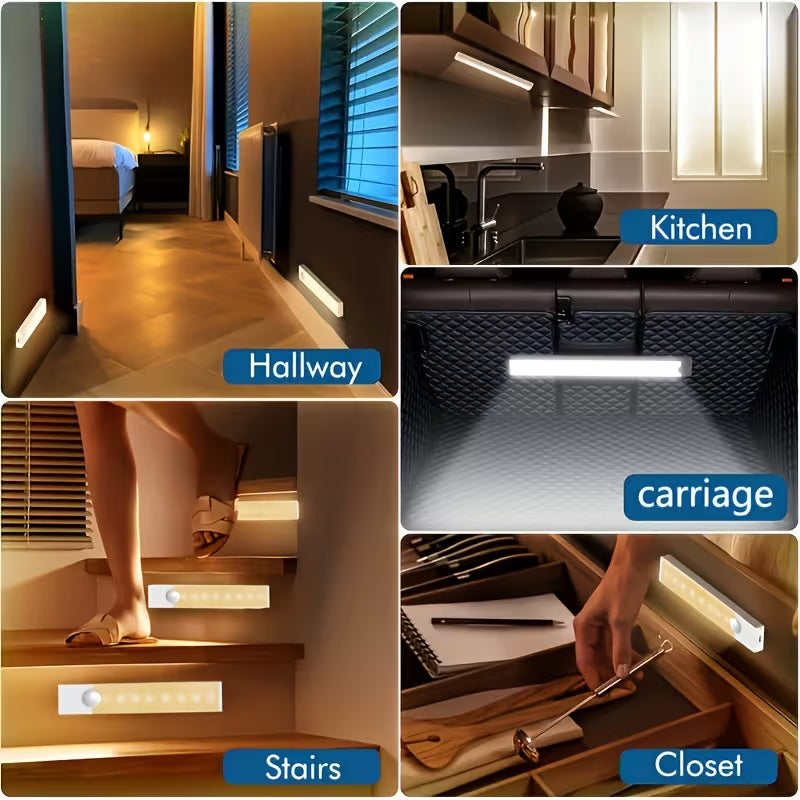 6/3pcs LED Motion Sensor-Dimmable Cabinet Lights, USB Rechargeable, 3 Adjustable Modes, Wireless Night Light for Bedroom, Staircase, Kitchen, Intelligent Offices Piano Room & Dance Studio, Bedside Reading Lights, Lights for Cabinets, Kitchen Lighting