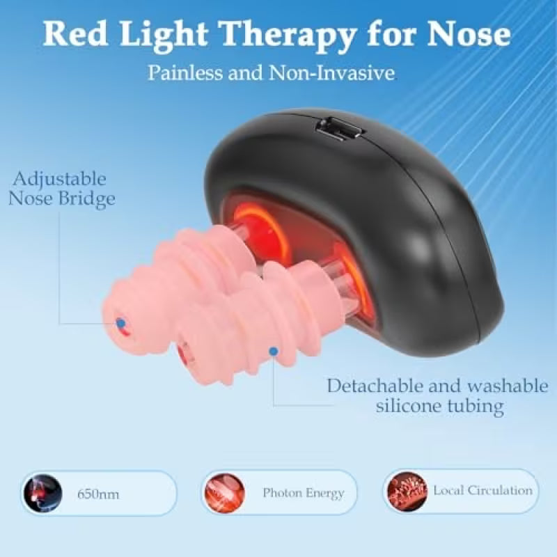 Red Light Nasal Device Portable USB Rechargeable For Sinus Congestion Dry Nose Care Allergy Soother Home Travel Personal Wellness