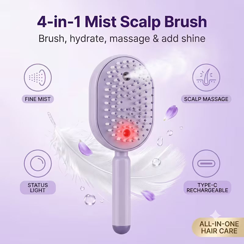 [TAZTIR]Massage Comb, Electric Soft-Cushioned Round-Tooth Scalp Massage Comb, Self-Cleaning Massage Comb, One-Button Retractable Comb Teeth, USB-Rechargeable Moisturizing and Smoothing Styling Comb.