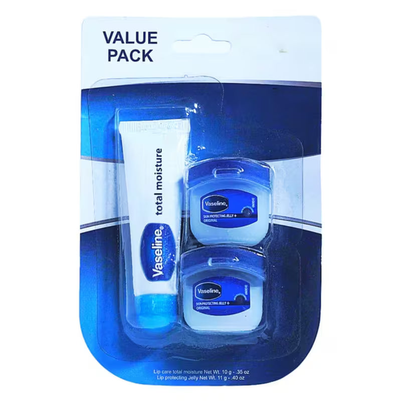 Vaseline Jelly (5.5g) & Total Moisture (10g) & RosyLips Travel Size Set Original