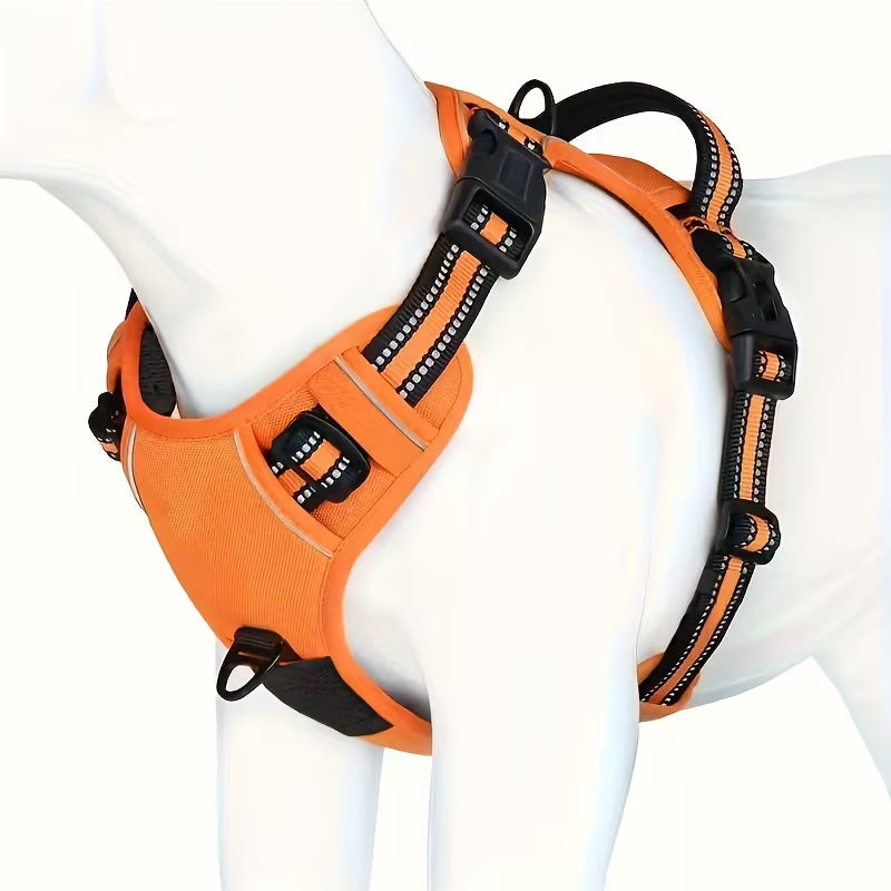 No-Pull Reflective Dog Harness With Handle Adjustable Escape proof Training Vest For Medium Large Dogs, Easy Control With Metal Clips, Outdoor Walking Gear, Halloween, Black Friday Christmas Gift