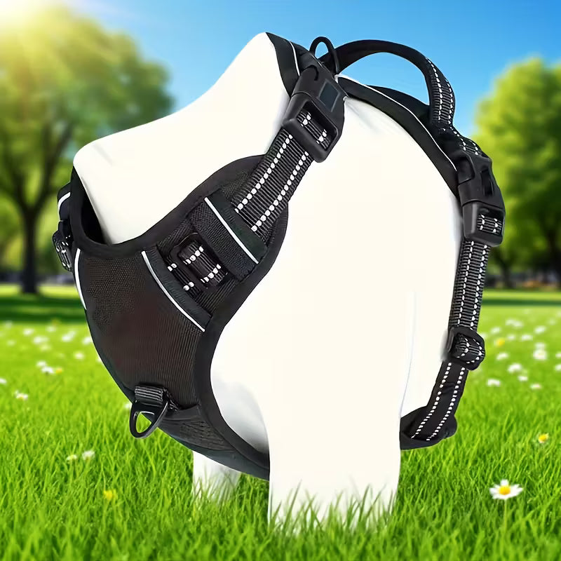 No-Pull Reflective Dog Harness With Handle Adjustable Escape proof Training Vest For Medium Large Dogs, Easy Control With Metal Clips, Outdoor Walking Gear, Halloween, Black Friday Christmas Gift