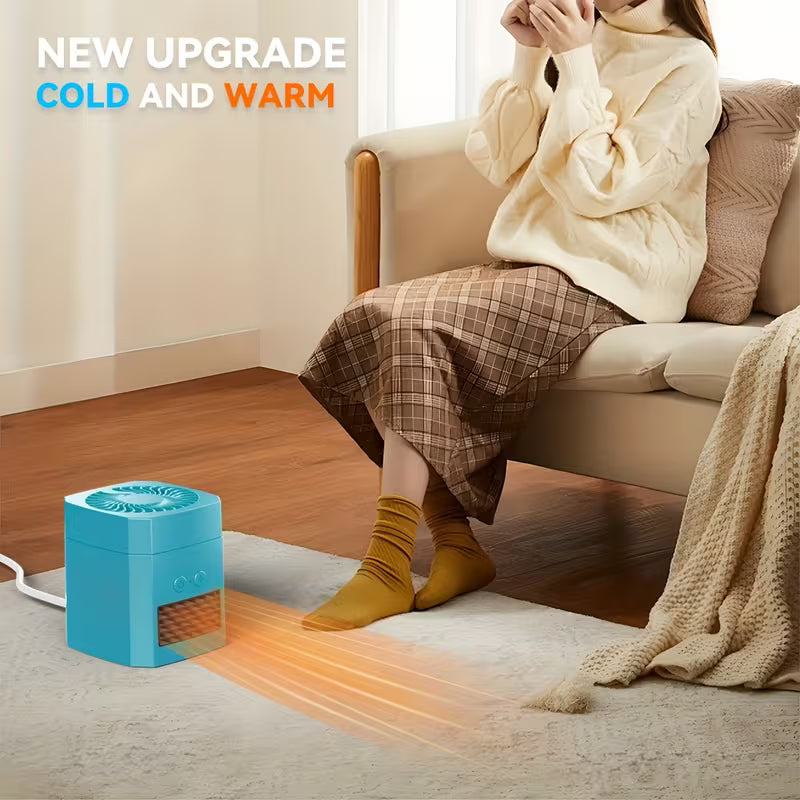 2in 1 Heater Fan Combo, 400W Portable Space Heater with 3 Speed Adjustable Temperature Multifunctional Dual-purpose Heater for Both Cooling And Heating, Home Mini Electric Heater, Office Desktop Heater, Portable And Movable Silent Heater