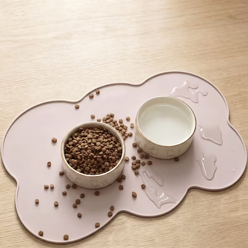 Silicone Pet Place Mat, Leak-Proof Non-Slip Feeding Mat for Dogs And Cats, Elliptical Bowl Pad