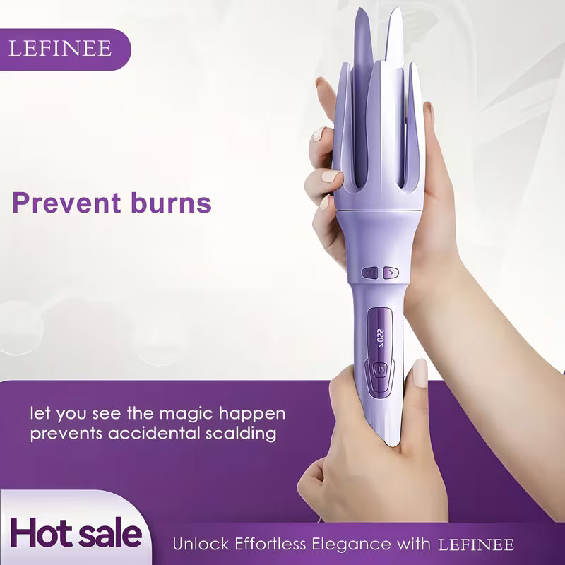 Automatic Curling Iron With 4 Temperature Settings, Birthday Gift For Women, Rotating Curling Iron Care Gift, Suitable For Mom, Purple And Pink, Christmas Gift, Comes With A Hair Clip Comb (color Random), Easy For Beginners, LEFINEE