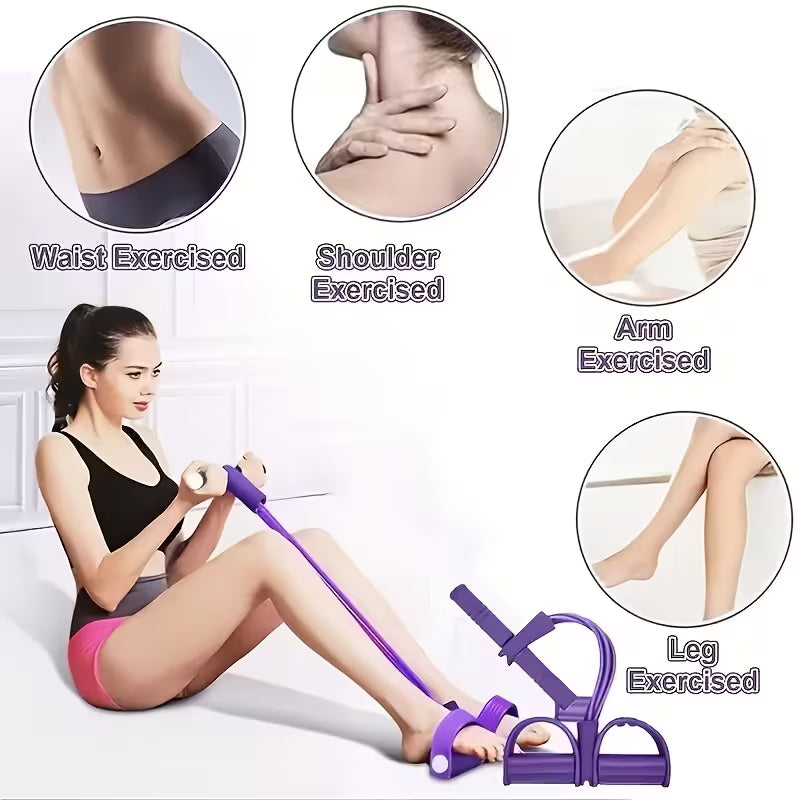 Home Gym Resistance Bands- 4 Elastic Tubes Full Body Exercises, Abdominal Exercises, Rowing And Fitness Equipment- Strength And Flexibility Weight Loss Workout Equipment Home