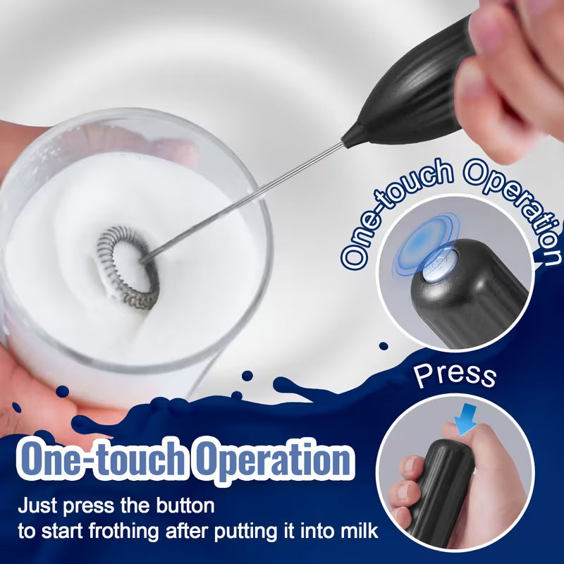 Lalayuan Powerful Electric Milk Frother, Mini Stainless Steel Milk Foamer, Battery Operated (Battery Not Included), Portable Drink Mixer Electric Whisk, Foam Maker for Coffee, Latte, Cappuccino, Matcha, Hot Chocolate