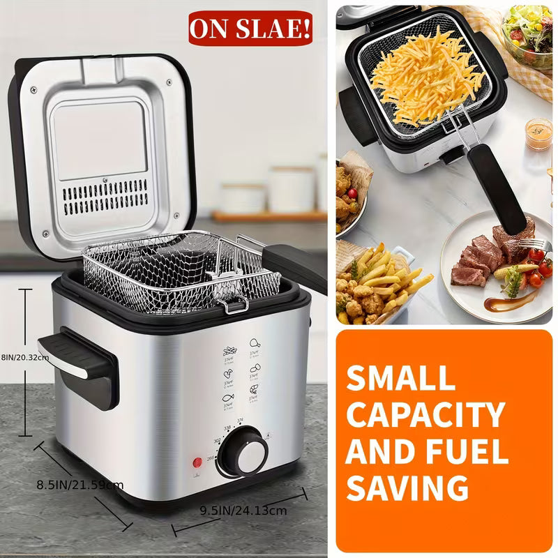 SUSTEAS 1500W Non-Stick Frying Pan | Adjustable Temperature, with Detachable Basket, Equipped with Various Sizes (50.72oz/84.54oz/101.44oz/1.32gal/1.59gal) Of Non-stick Inner Lining, Easy to Clean - An Ideal Choice for Cooking Enthusiasts