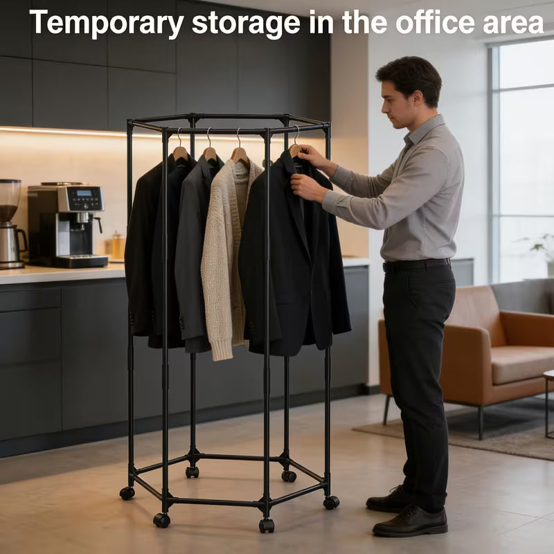 1 Large 360° Rotating Clothes Rack, Space-saving, Detachable And Movable, Suitable for Bedrooms, Balconies, Dormitories, High-capacity Clothes Rack, Metal Frame, Clothes Rack, Christmas Gift, Clothes Rack