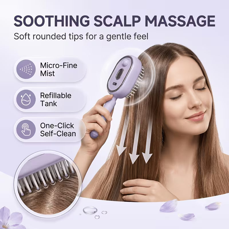 [TAZTIR]Massage Comb, Electric Soft-Cushioned Round-Tooth Scalp Massage Comb, Self-Cleaning Massage Comb, One-Button Retractable Comb Teeth, USB-Rechargeable Moisturizing and Smoothing Styling Comb.