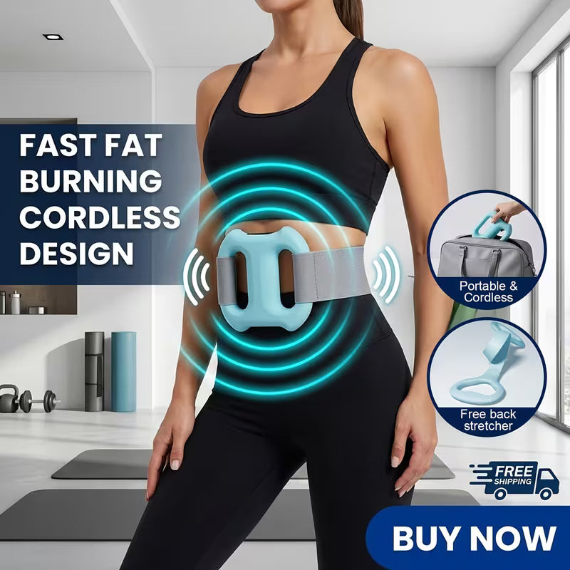 Multifunctional -Burning Relaxation Dual-Loop Massage Ring, Relaxation Tool | Electric Fascia Ring + Adjustable Waist Belt & Free Yoga Resistance Band, Can Be Used for Waist/abdomen/arm/leg Training and Massage, and Other Purposes. Perfect Gift
